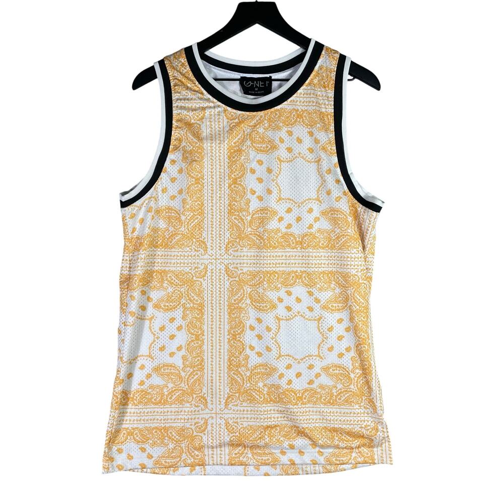 Baroque Bandana Print Gold Tank Top Men's Medium Sleeveless Streetwear G-NET